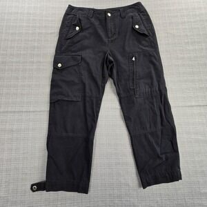 Lauren Ralph Lauren Cargo Pants Womens 10 Black Cropped Adjustable Hem Pockets